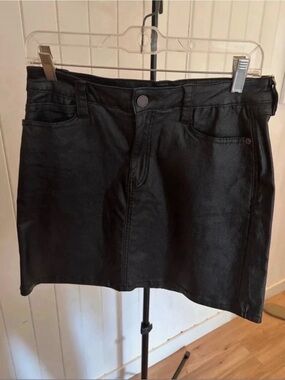 Black Faux Leather Mini Skirt size 29 waist